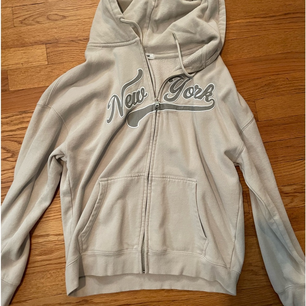 oversized cream “new york” hoodie from garage